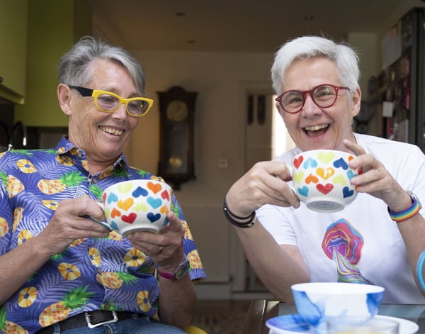 Older couple enjoying tea