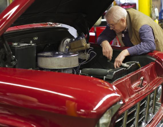 Man fixing his car