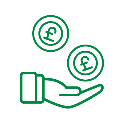 Icon of a hand holding out money