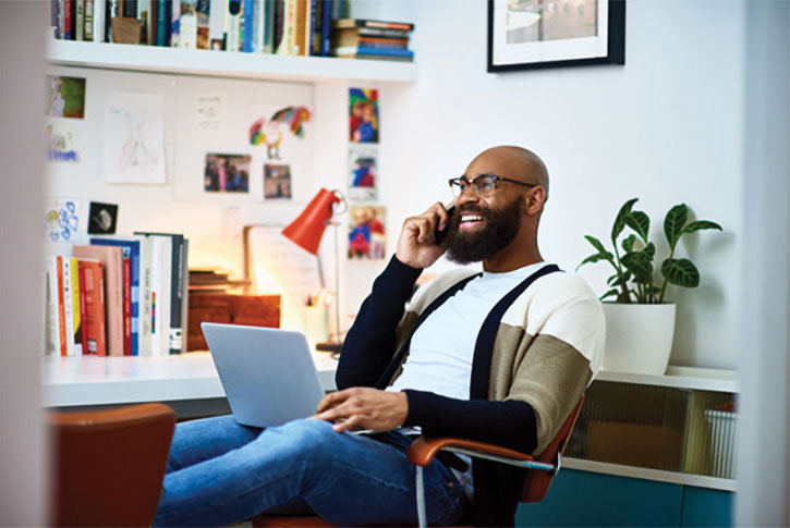 Smiling man on phone