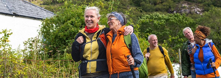 Group walking on a countryside trail