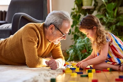 grandfather playing