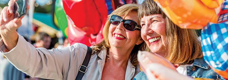 Smiling women on a day out