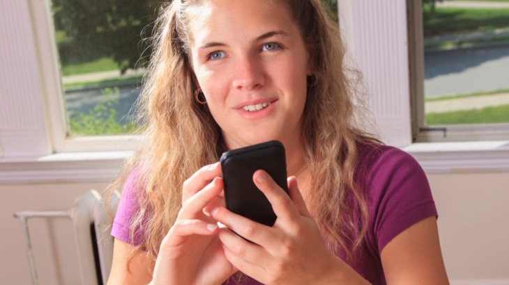 Woman using screenreader on phone