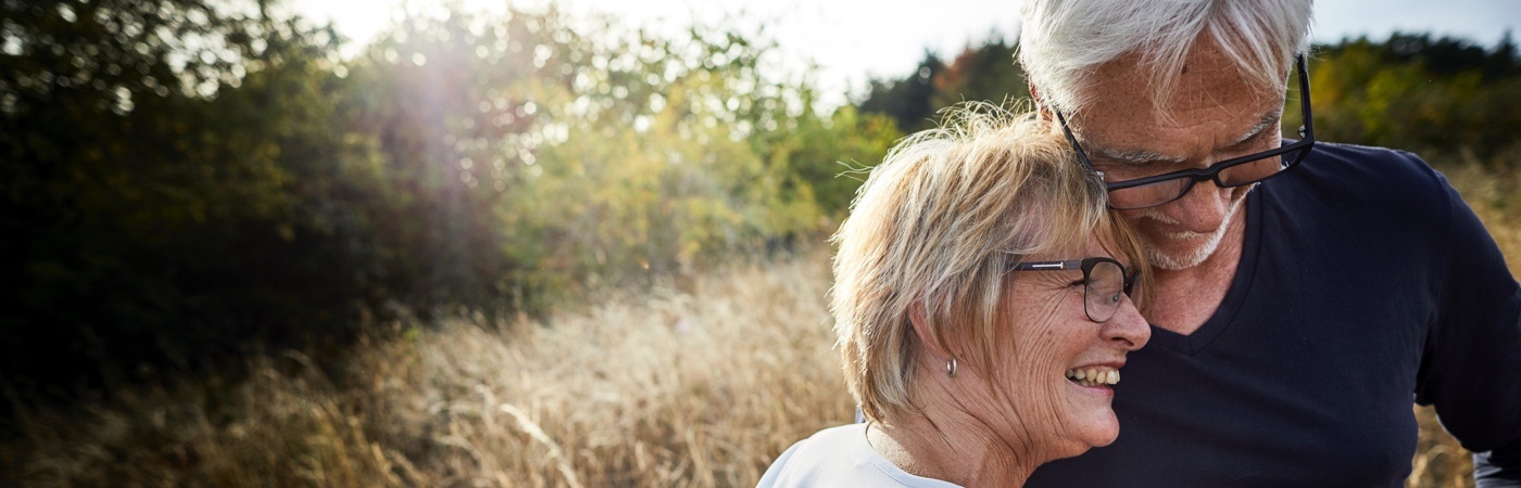 Old couple out for a walk