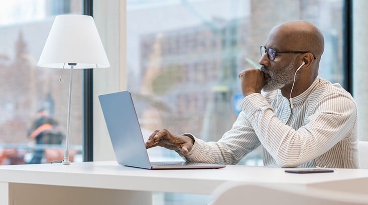 man at desk
