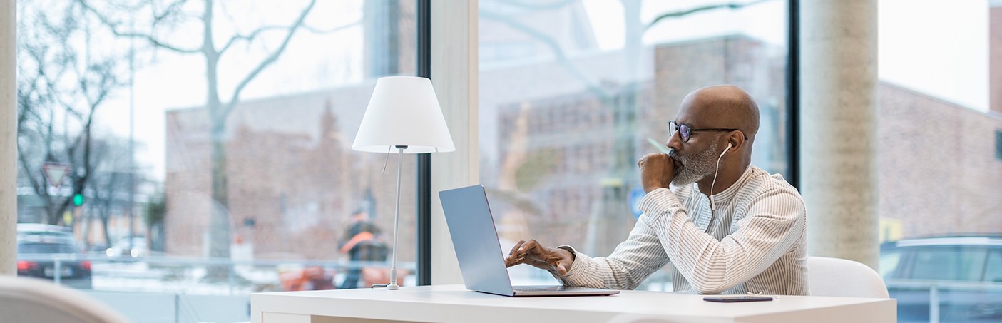 man at desk