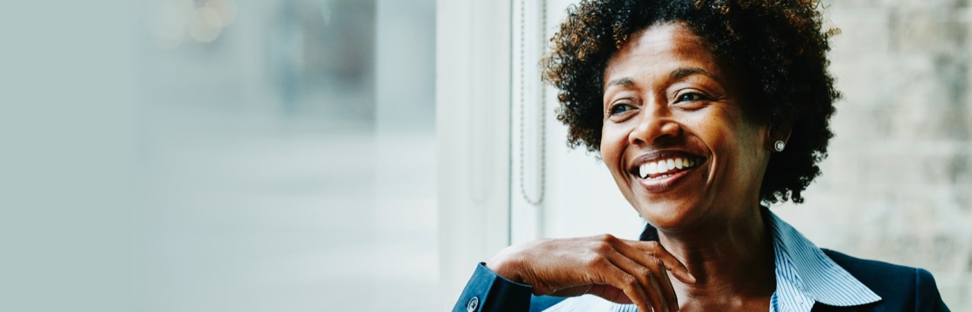 Woman smiling at work