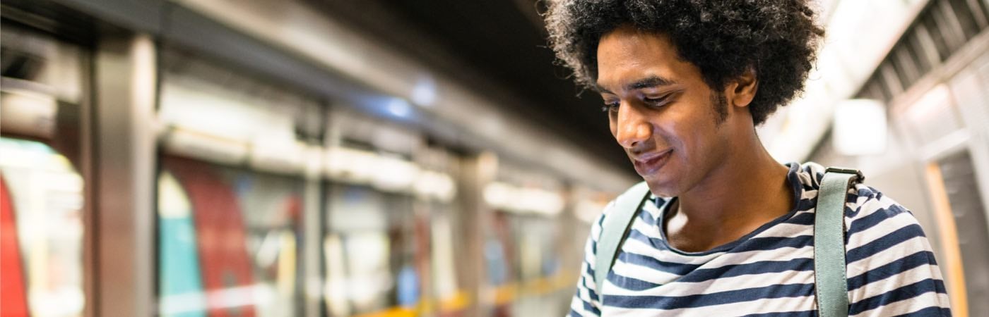 Man on London Underground train station