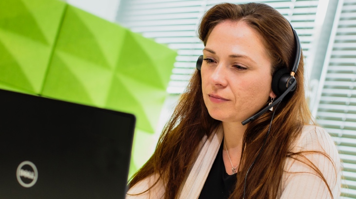 Office worker in online meeting