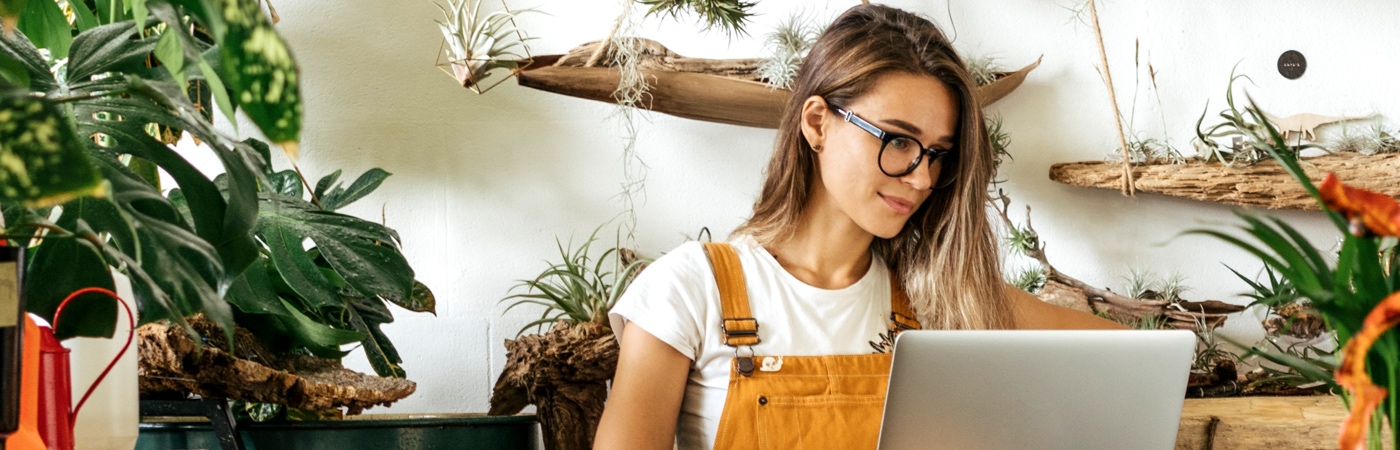 Woman working on laptop