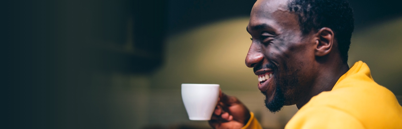 Man drinking coffee