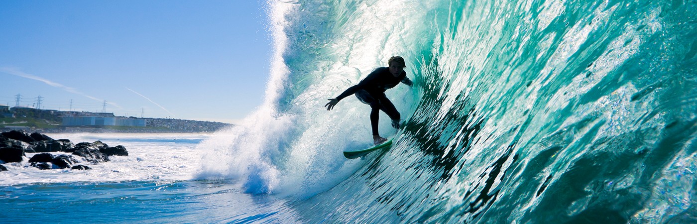 Surfer riding a wave