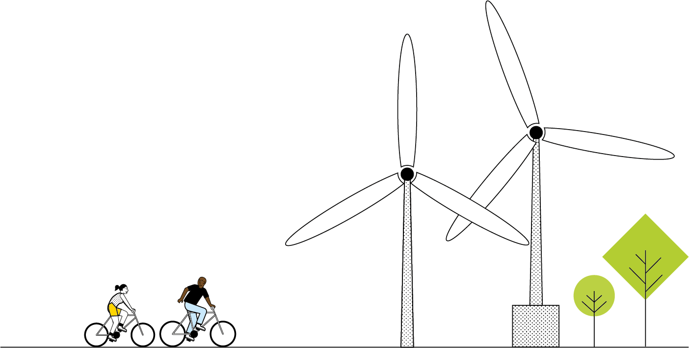 Cyclists and windmills