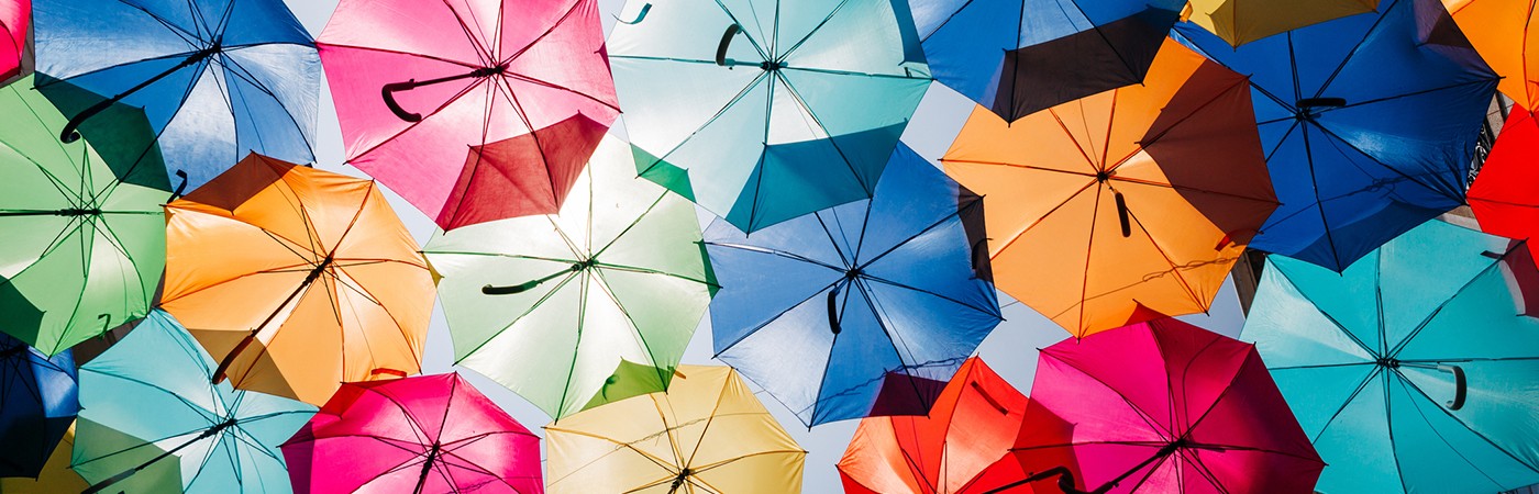 Multi-coloured umbrellas