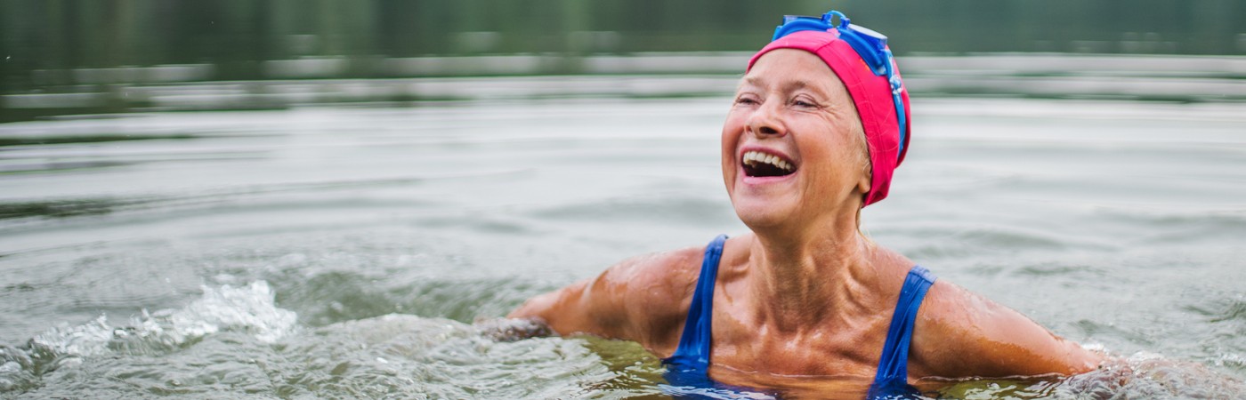 Woman swimming in open water