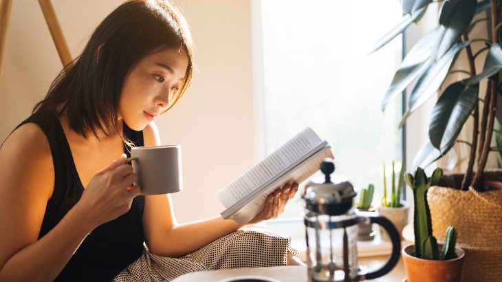 woman reading a book