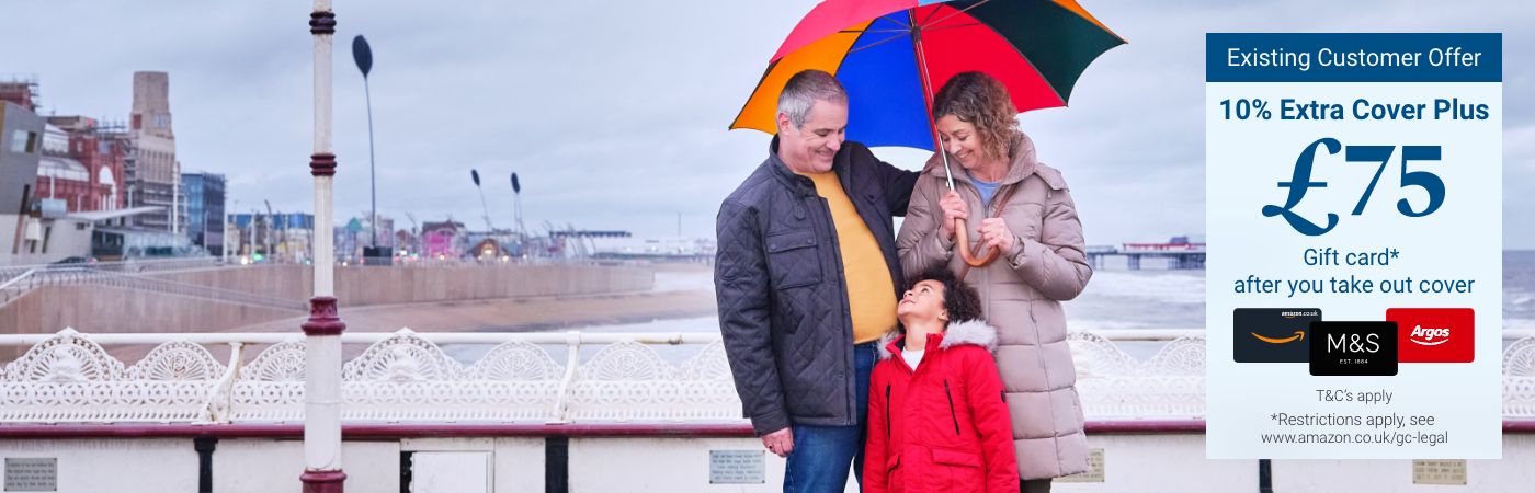 Family with umbrella