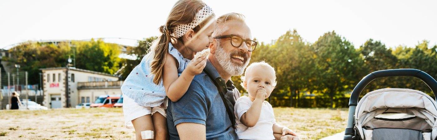 Grandpa and grandkids on a day out