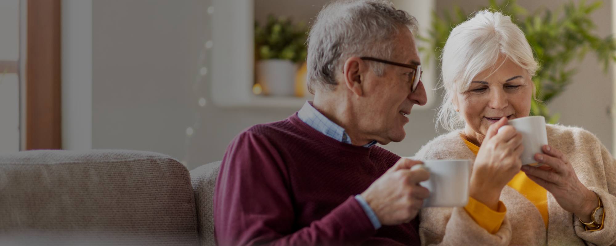 Couple having a hot drink