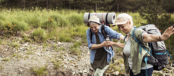 Older couple out hiking